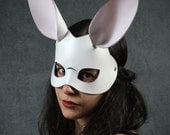 Bunny leather mask in white