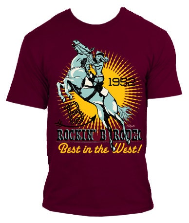 Rockin' B Rodeo Mens Cowgirl Pinup Horse Western Tee