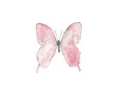 Mini Original Butterfly Painting  - watercolor artwork - pink, white, grey - reneeanne