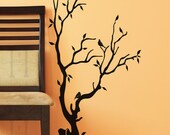 Tree Vinyl Wall Decal Art home Decor with birds perched on the branch, Entryway, Foyer, Living room display