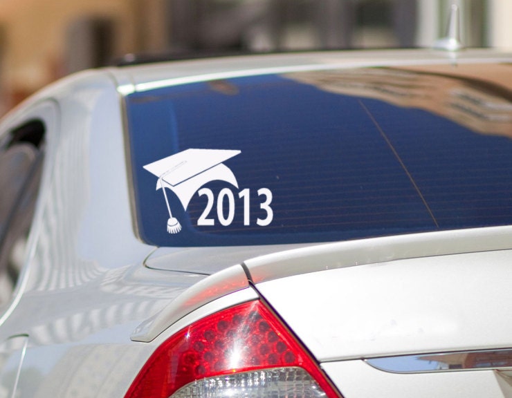 Class of 2013 Graduation gift wall decal sticker, car window decals, gift for grad, graduation cap and tassle