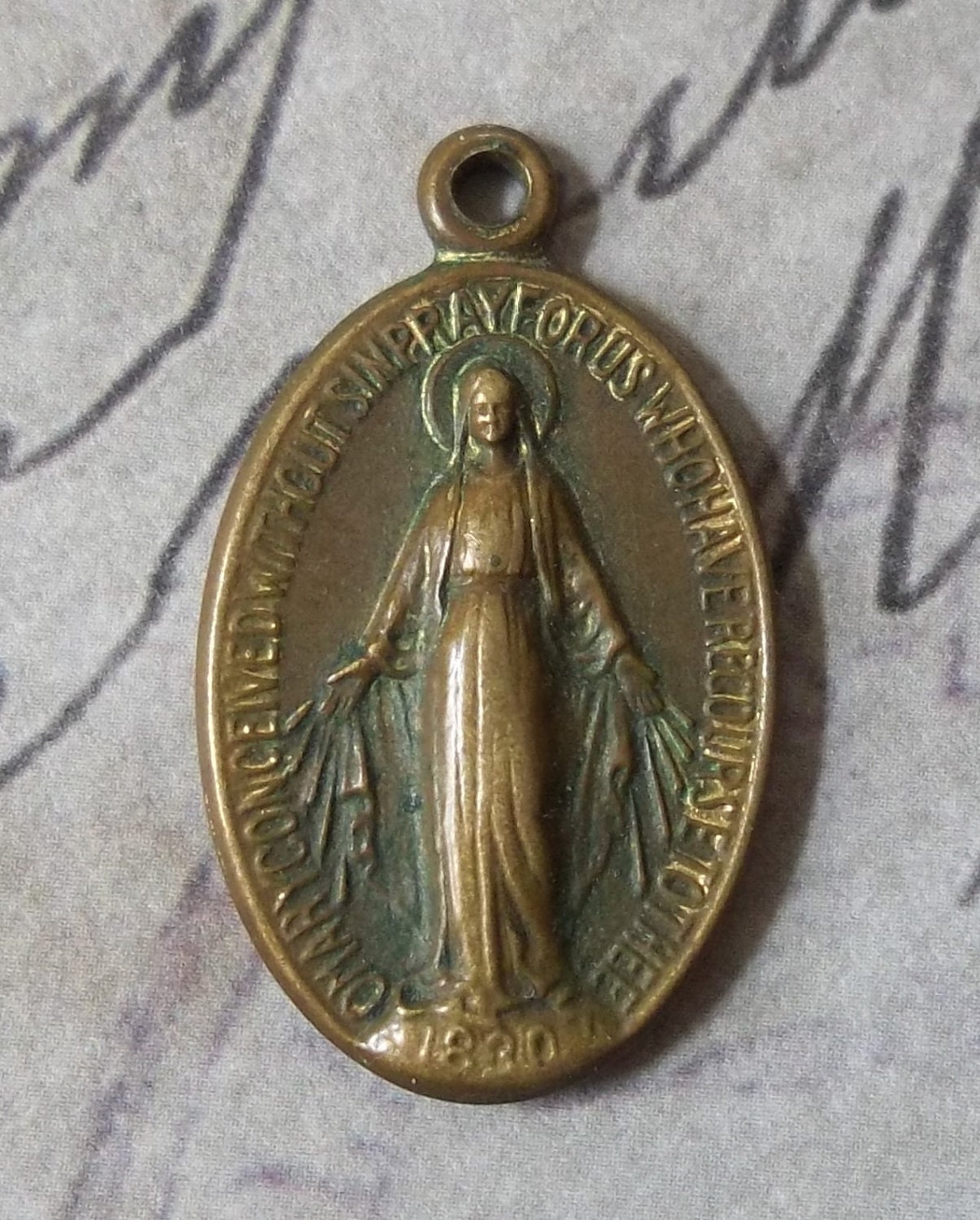 Circa 1920's Vintage Brass Miraculous Medal Of By AveImmaculata