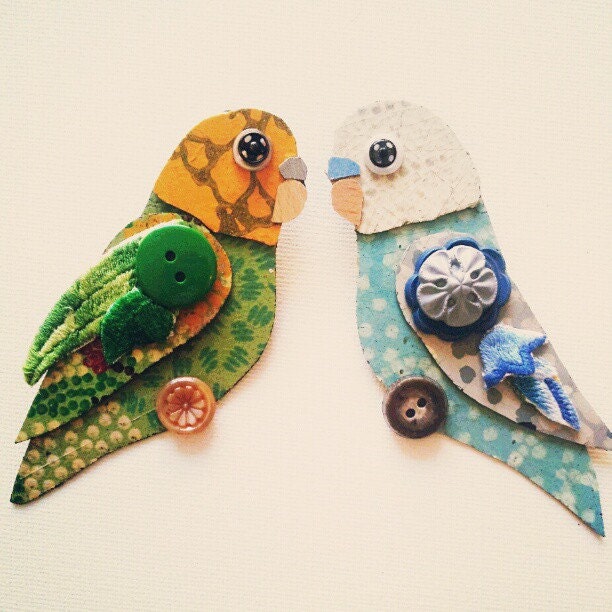 Buddy Budgie Lino Brooch