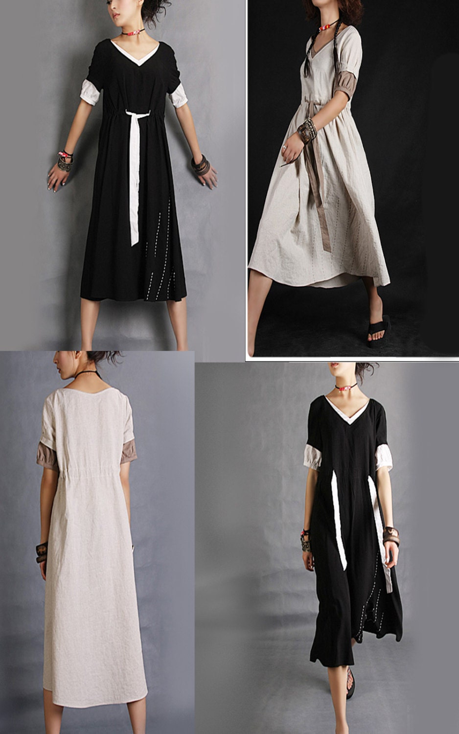 Rain - embroidered tea length dress (Q1003)