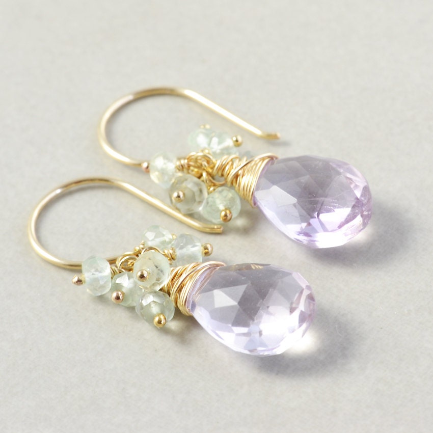 Amethyst Cluster Earrings, Dangle Cluster Earrings, February Birthstone Jewelry, Handmade