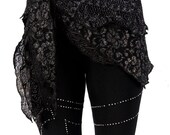 Wrap, Black and Silver Combo, Lace, Knit, Yoga, Cabaret, Vaudeville, Bellydance, Skirt, Noir, Gothic, Dance, Dark Fusion Boutique