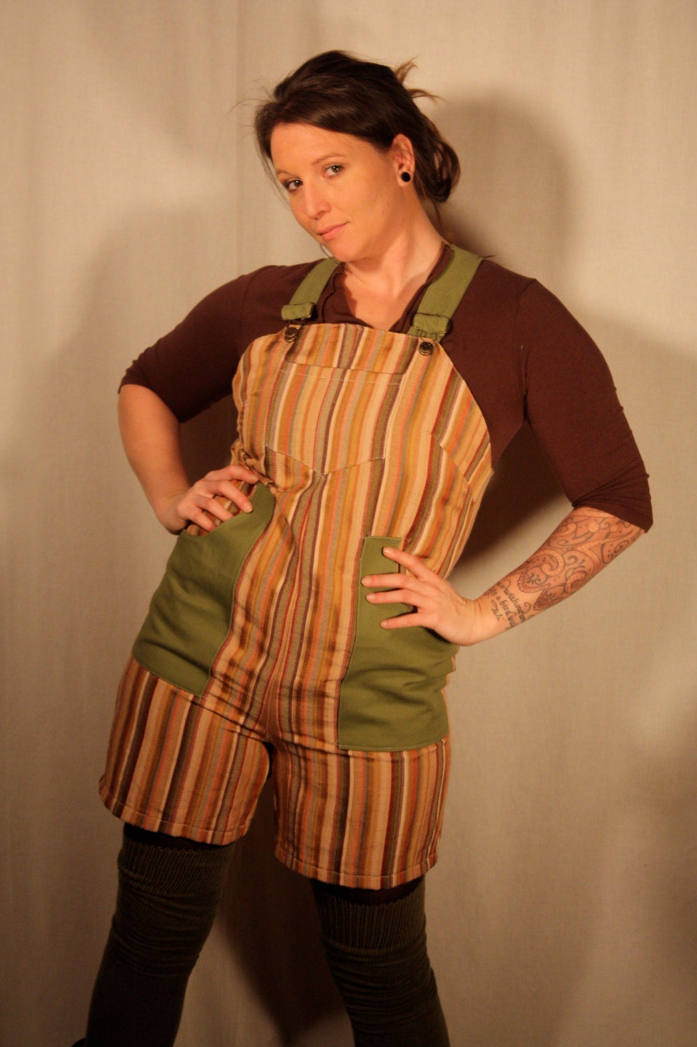 Peach Striped Over-Ya'lls