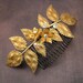 English Garden bridal hair comb with leaves, crystals and vintage flowers