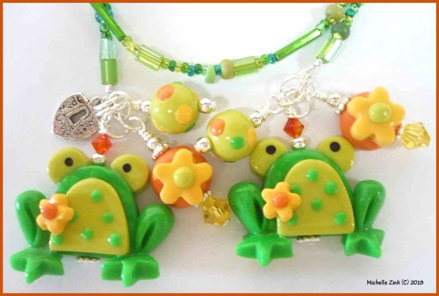 New Polymer Clay Beaded Bookmark Funky Frogs