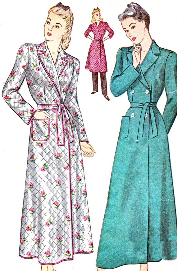 1940s Housecoat Pattern Simplicity 4759 Womens Robe by paneenjerez