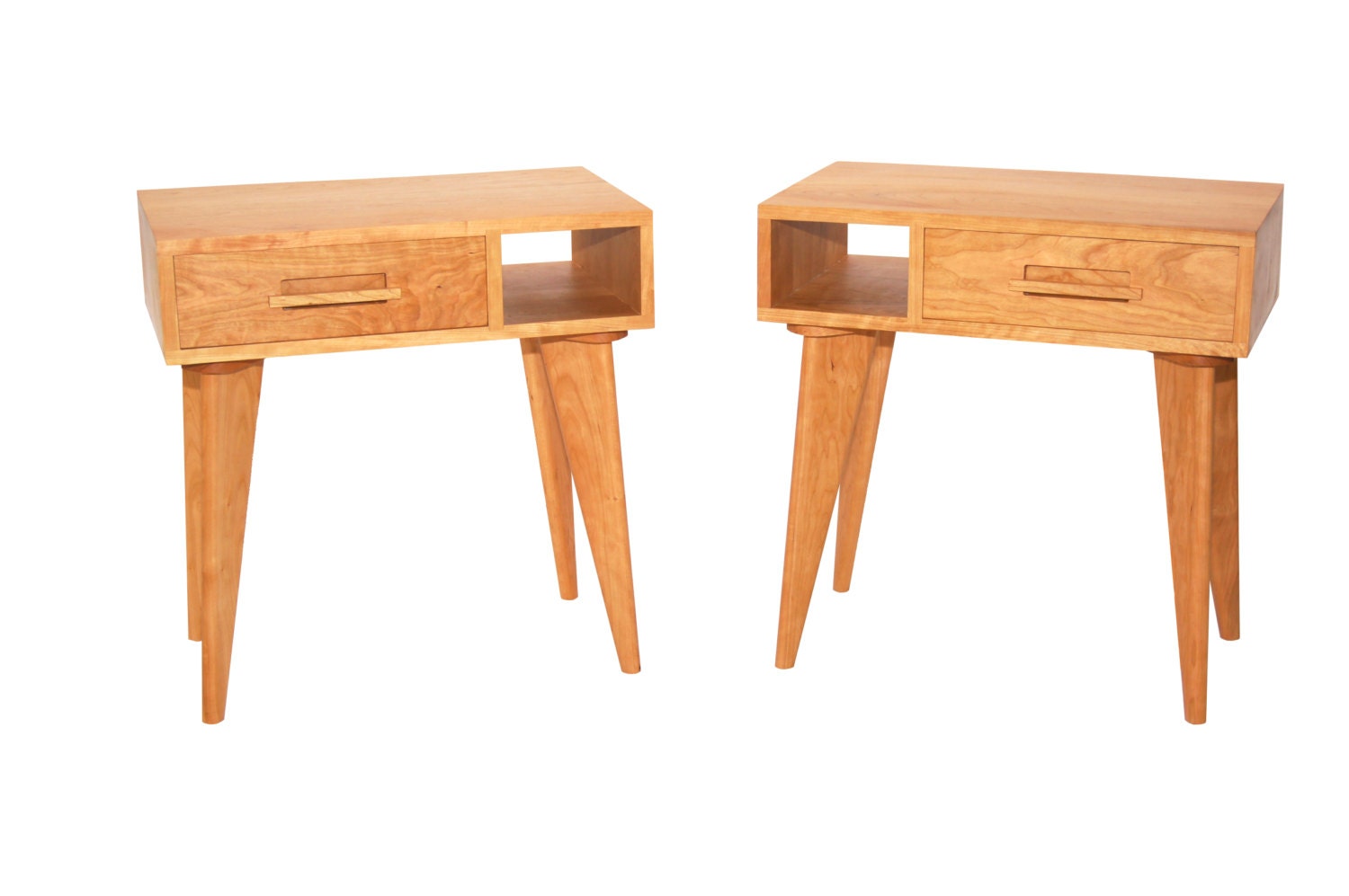 Mid Century Modern Side table Asymmetric with Drawer