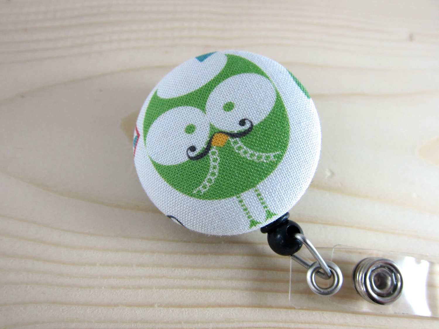 Moustache Owl Retractable Badge Reel - ID Badge Holder (Clip-on) - Moustache Owl