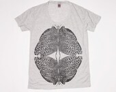 Womens T shirt - Butterfly Spring Fashion Loose fit T-Shirt - Alternative Apparel Heather Scoop Neck T shirt Top