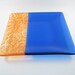 Square Fused Glass Plate Blue Orange Swirl