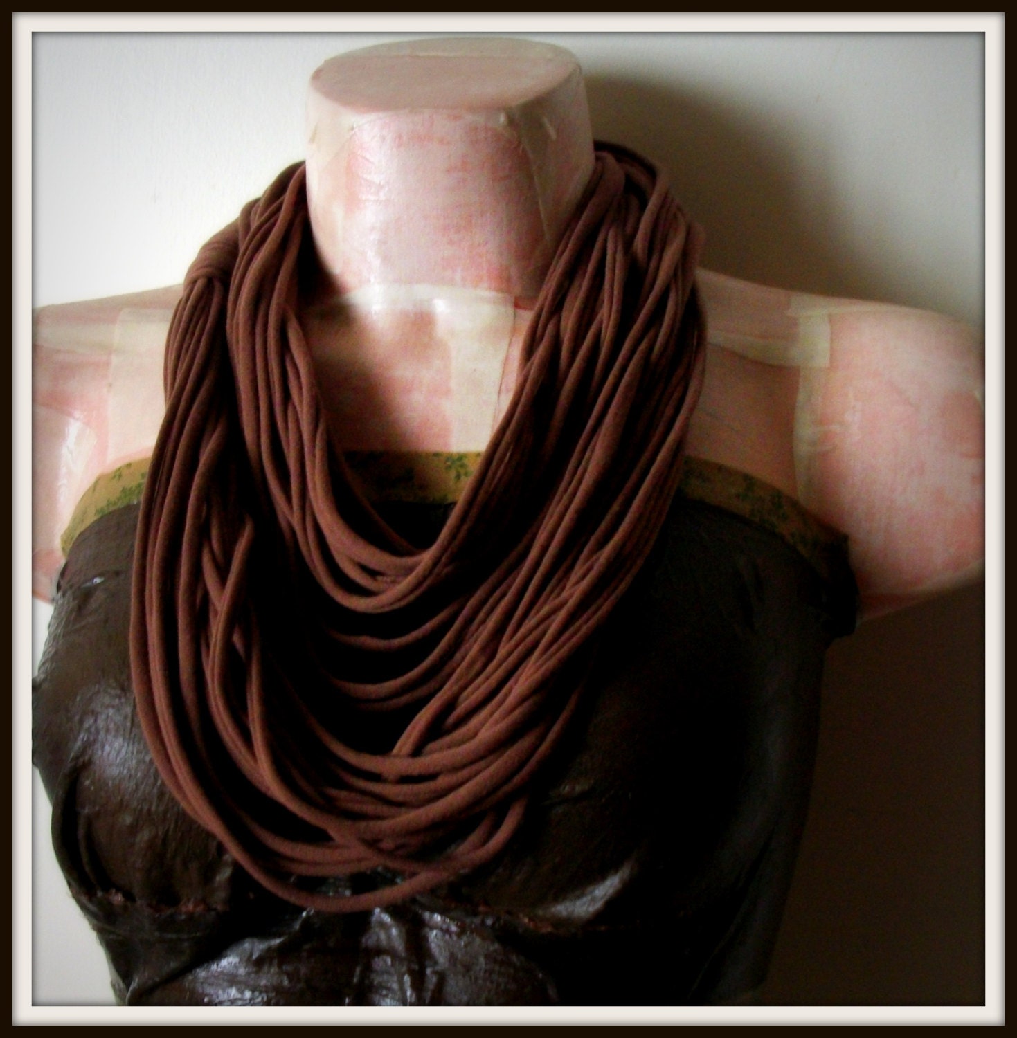 Brown Infinity Jersey Scarf