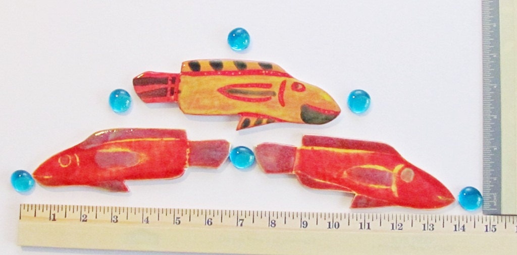 fish Mosaic tile decor 3 piece collection vibrant ocean HM designer stoneware 15 per cent Off