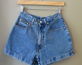 Vintage CK Denim Cuffed High Waist Shorts - 29 Inch Waist