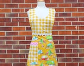 Glamping Full Apron in Yellow with Gingham