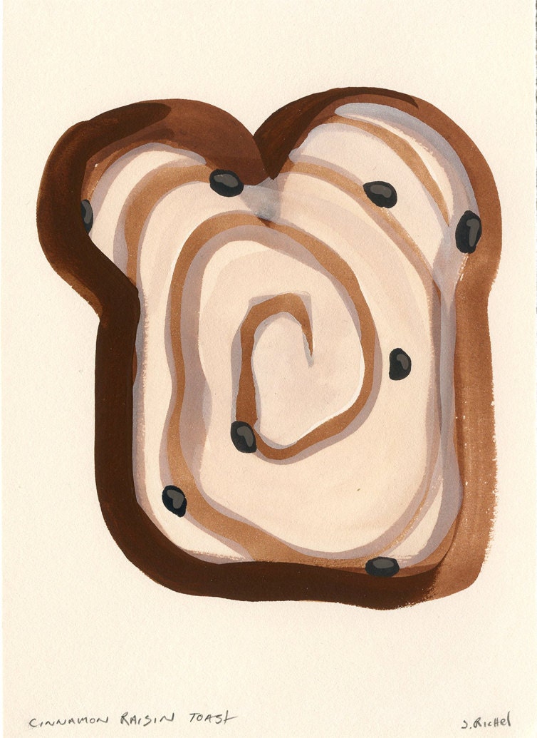 Original Gouache Painting - ( Cinnamon Raisin Toast )
