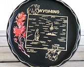 Serving Tray Vintage Wyoming Souvenir Metal Serving Tray