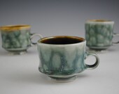 Spotted Green Porcelain Coffee Mug, 6-7 ounce
