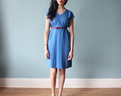 blue shirt dress / ringer t shirt dress / 1980s / medium