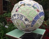 Broken China Mosaic Garden Ball - Cabbage Green and Blue