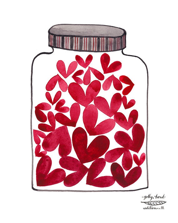 jar of love giclee print reproduction watercolor by Golly Bard