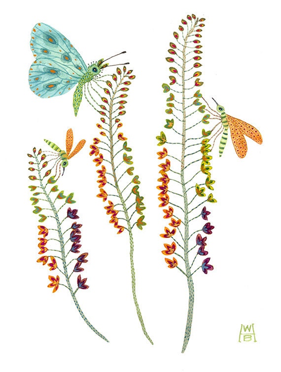 Foxtail Lilies original watercolor gouache painting