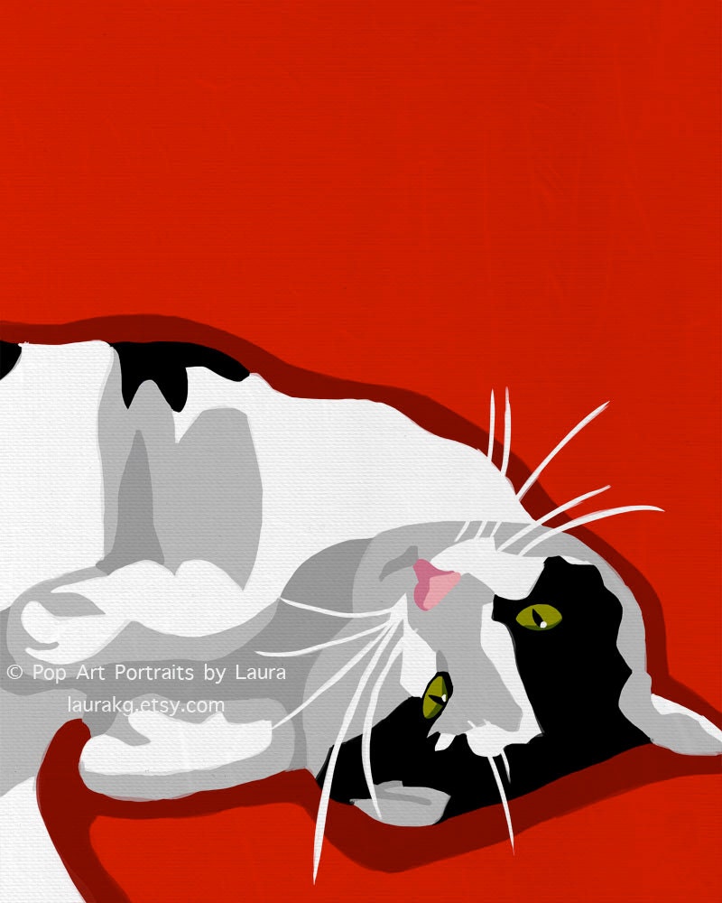 8x10 Pop Art Cat Print of Painting Signed by Artist