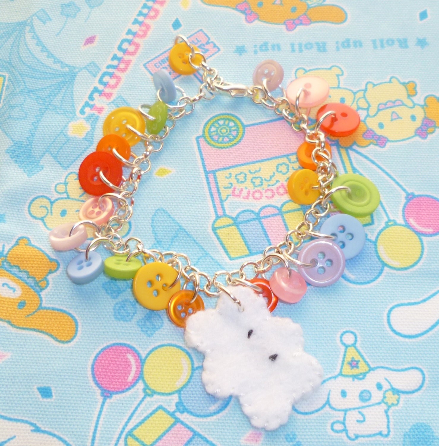 Whatever the weather - felt cloud and button charm bracelet