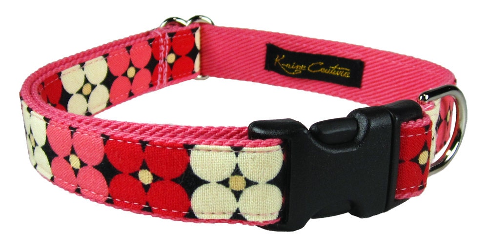 Pink Pop Art Dog Collar - 1-inch wide buckle style, custom made for your dog
