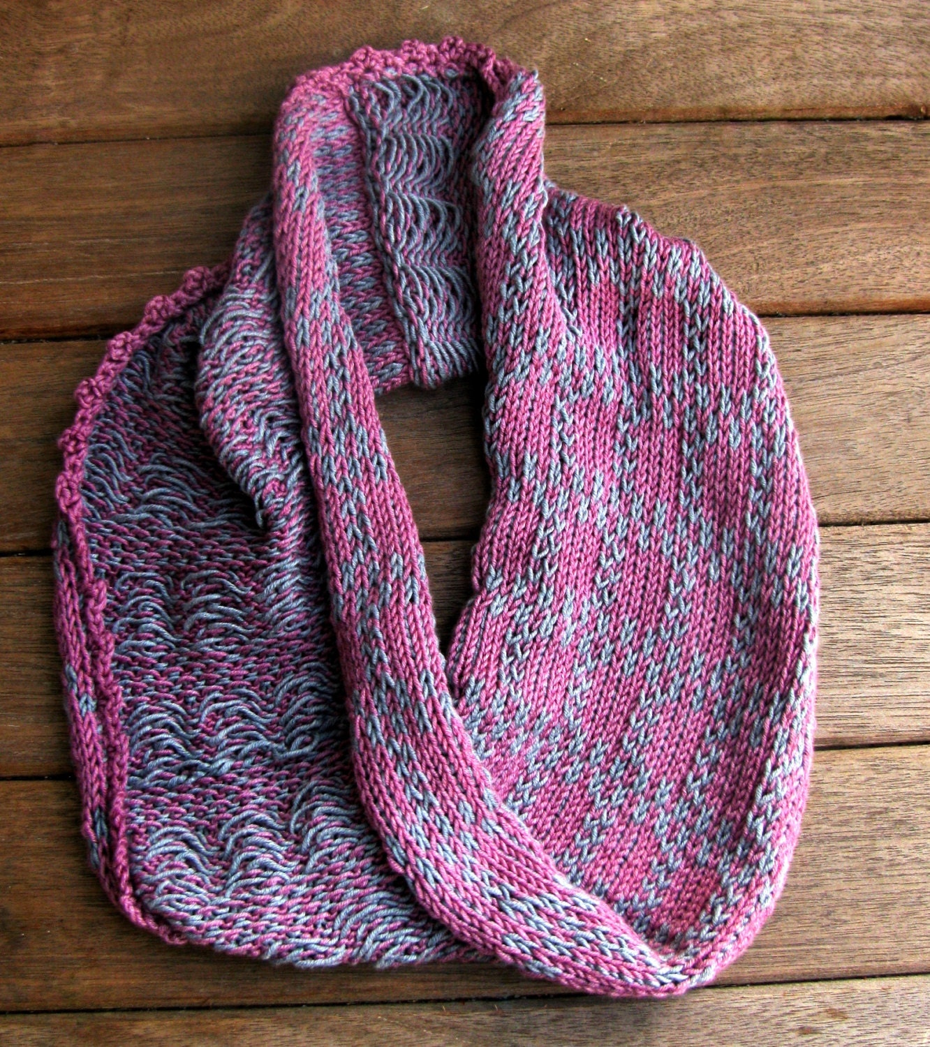 Berry Blast Yin and Yang Cowl Merino Cotton
