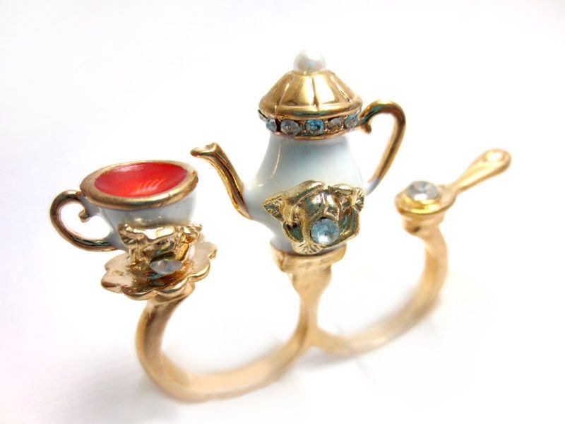 Tea Set Double Finger Ring