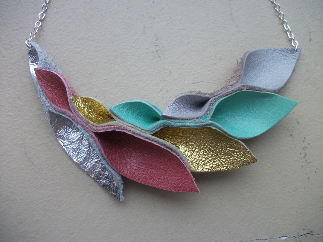 Petal Collection- Pastels Leather Petals Necklace