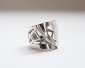 Drawnwork  Ring Fine Silver Jewelry for Women or Men, Openwork ring, Wide Band Ring, Modern Jewelry, Made to order in your size