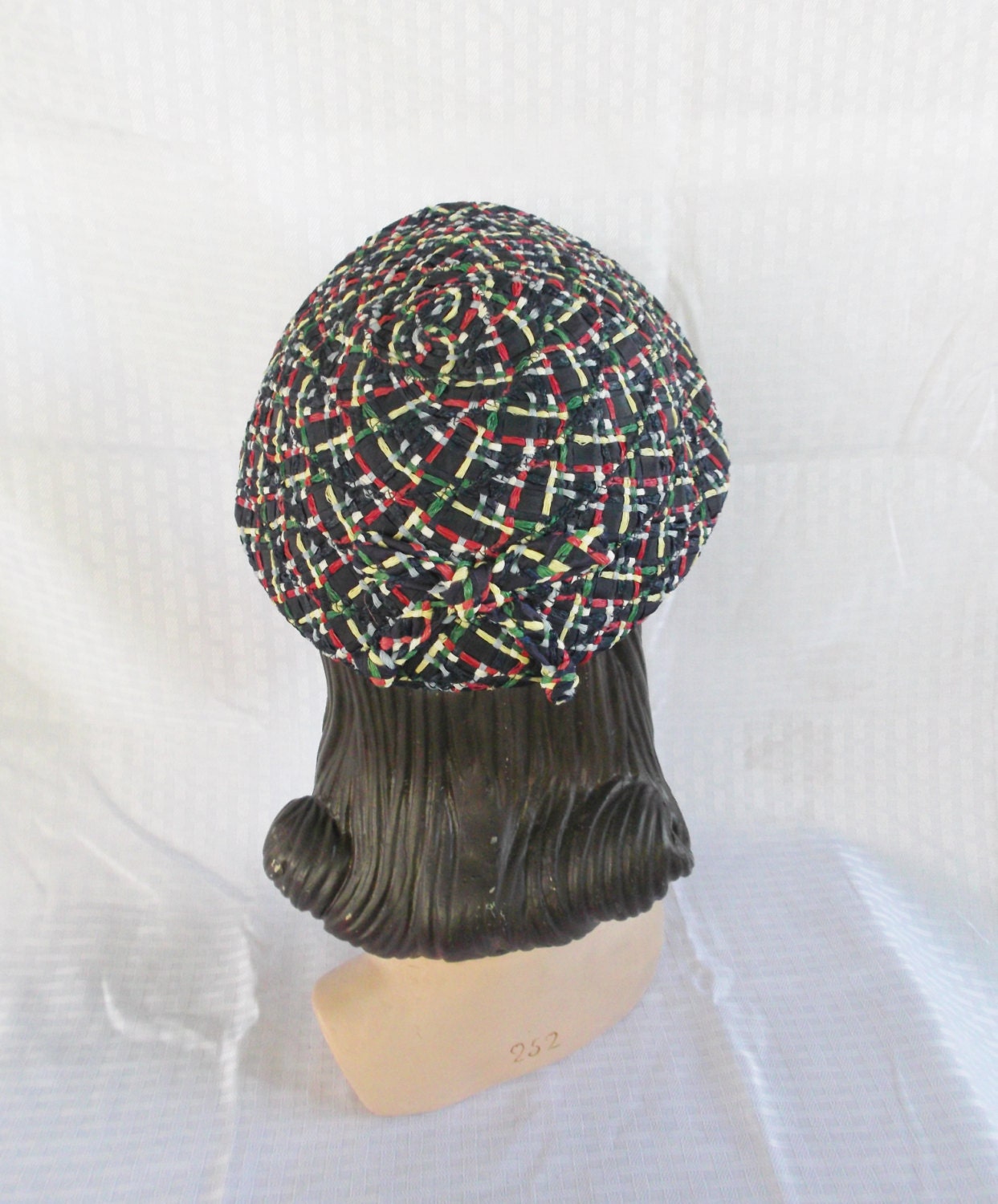 40's 50's Vintage Colorful Ribbon Hat with Bow Size 22