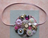Boho Hippie Button Headband, Stretchy Elastic Headband, Hair Accessories, Handmade Anthropologie Inspired Hair Accessories