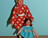 Vintage Made in Germany 1960s 1970s Doll House Mother and Daughter Dolls