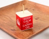 Keep Calm and Carry On Candle Favor Box or Bag British Party Favor Candles Red and White Unique Favor Candles Party Favors Soy Wax Square