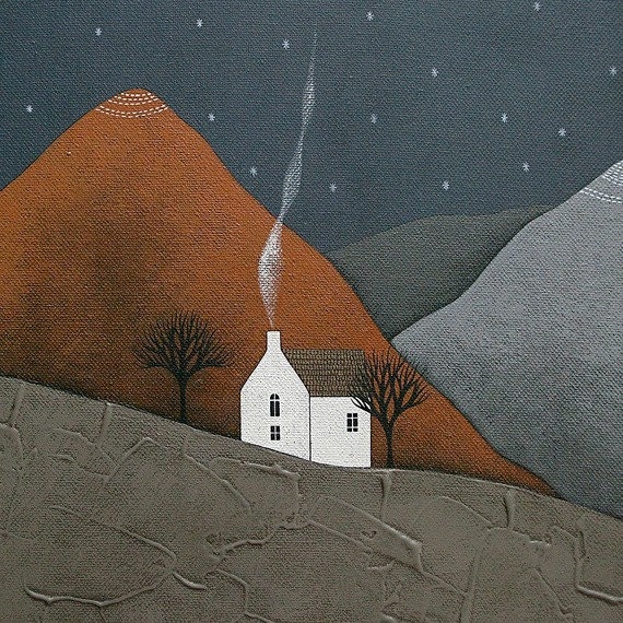 we're almost home 4 // original night landscape painting on canvas // by natasha newton