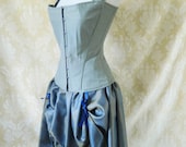 Alessa matte grey steampunk detachable strap corset, ready to ship-to fit natural 40-42 inch waist