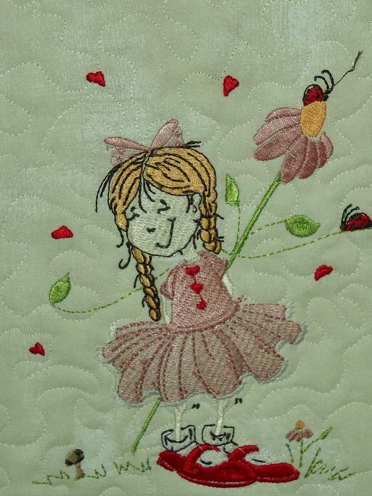 Its A Spring Thing.......S . P . R . I . N . G . . . . . Table Runner or Wall Hanging with Applique and Embroidered  Flower Fairy