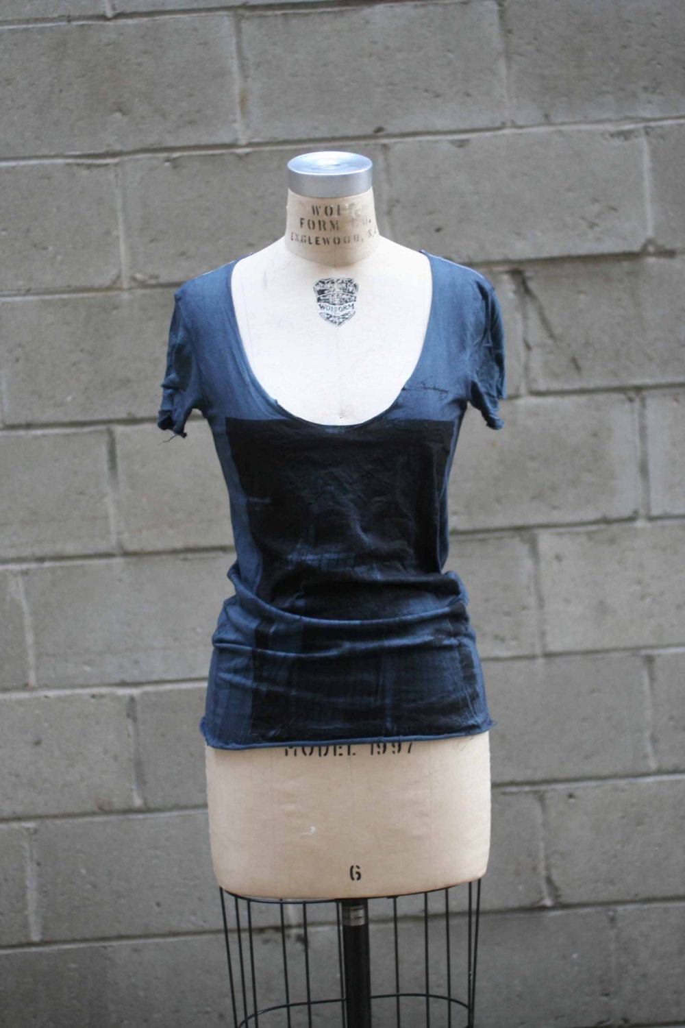 Studio SALE Women's T-Shirt/Industrial Print Tee Shirt/Spring Tops/Women's Edgy T-Shirts/Gunmetal T-Shirts