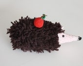 Cute Hedgehog with an apple, handmade crochet self standing toy, baby shower gift, home decor