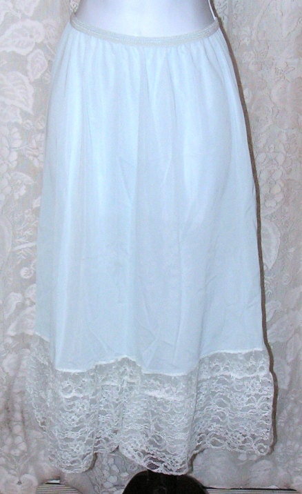 Vintage Half Slip Petticoat Snowdon Lace Nylon Tricot Blue White M