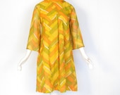 1960s Mod Dress / Trapeze Dress / Vintage 60s Dress / Orange Abstract Print / XS