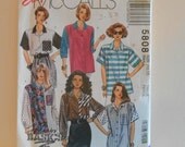 Women's Button Front Shirt Size 10-12 UNCUT Vintage McCall's 5808 Sewing Pattern