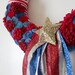 4th of July Wreath, Red White and Blue Wreath, Patriotic Wreath, Yarn and Felt Wreath, 14 inch size - READY TO SHIP