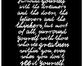 Dreamers and Doers - Inspiring quote print in 8x10 on A4 (in Classic Black and White)